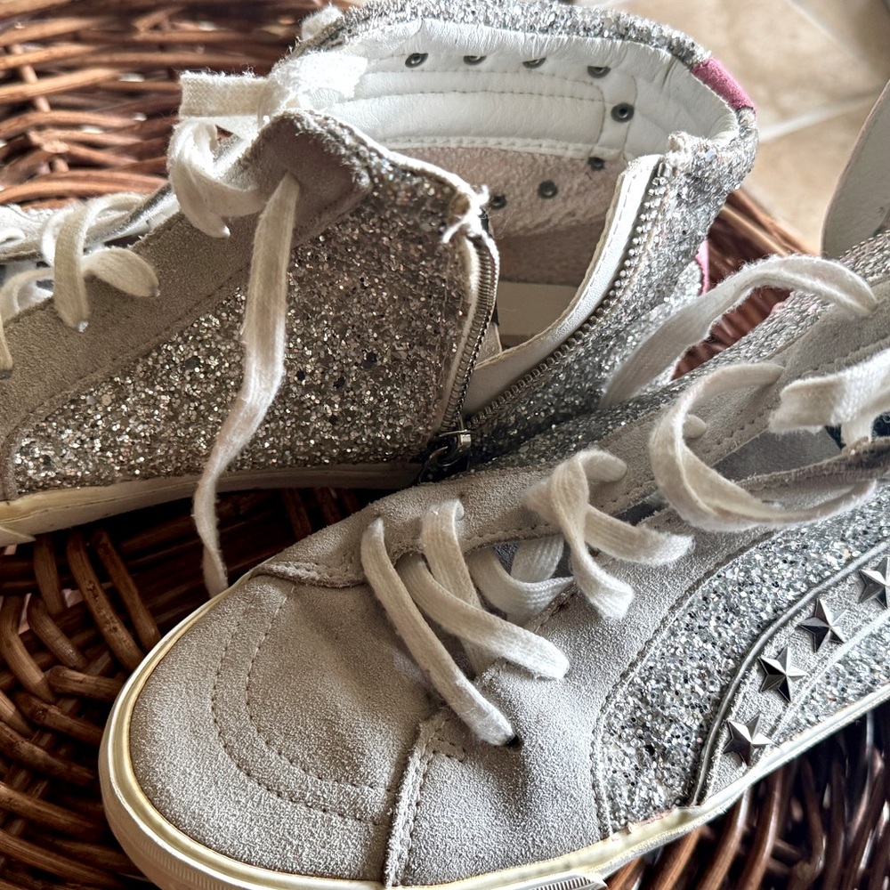 Vintage Havana silver glitter high tops
